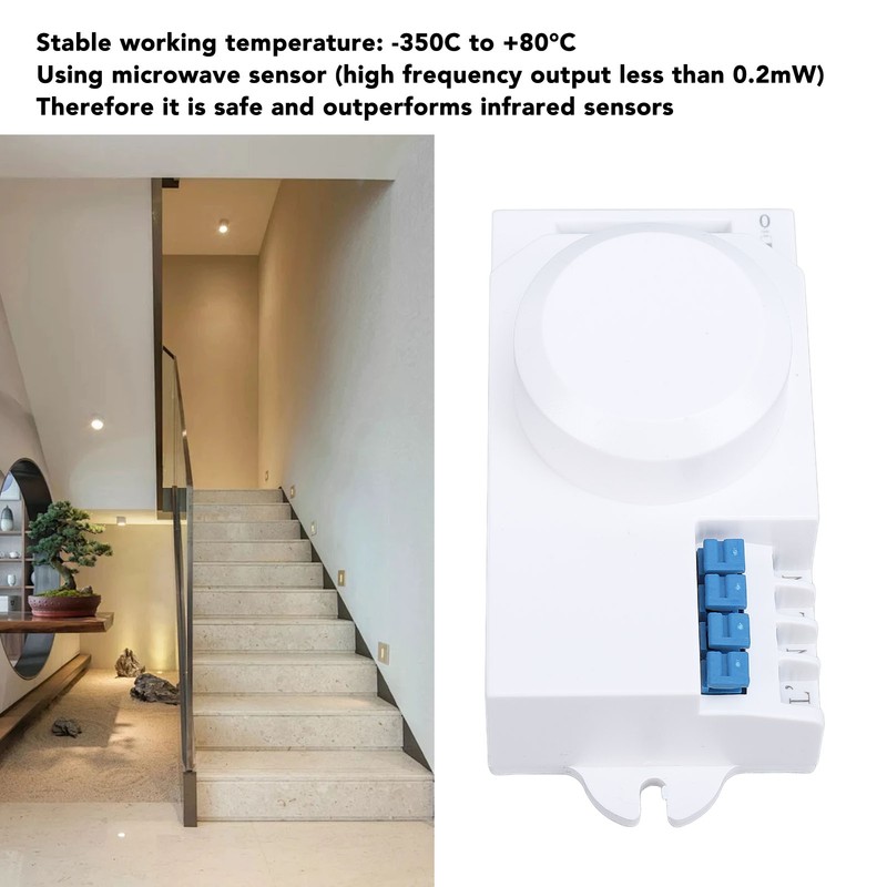 Microwave Radar Sensing Switch 5.8G 1200W Adjustable Human Motion Detector