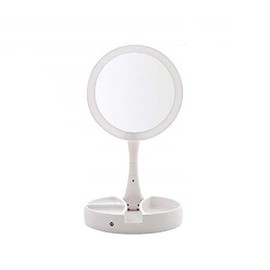 Magik 1-2 Pc Double Sided Magnifying LED Vanity Mirror Height Adjustable Foldable (1 Pack)