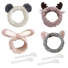 Pack of 4 Plush Hair Bands, 4 Pieces Face Mask Stick, Daily Face Wash Parts, Soft Elastic Hair Bands, Coral Fleece Hair Bands, Makeup Headbands, for Spa, Yoga