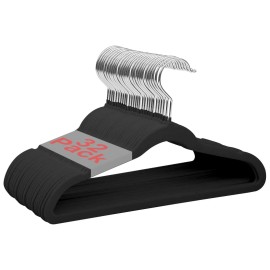 Wellong Baby Velvet Hangers 14 Inches Kids Clothes Hangers Non-Slip Childrens Hangers