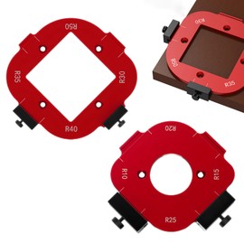 Pack of 2 Round Corner Radius Templates with R10/15/20/25 and R30/35/40/50 Radius, 4-in-1 Radius Jig Router Stencils for Woodworking, Aluminium Alloy Corner Radius Milling Templates with Square Hole