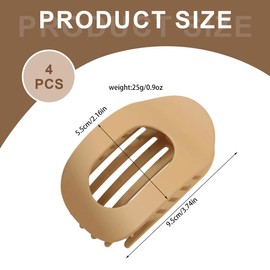 NHQZ Women's Hair Clips, 4 Colours, French Hair Clip, Non-Slip Large Flat Hair Clips & Flat Claw Clip, French Matt, Elegant for Everyday, Sports, Driving