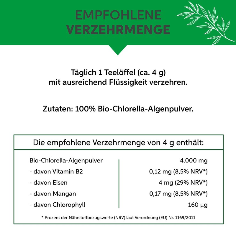 Organic Chlorella Powder, No Additives, Vegetable Quality Eltabia