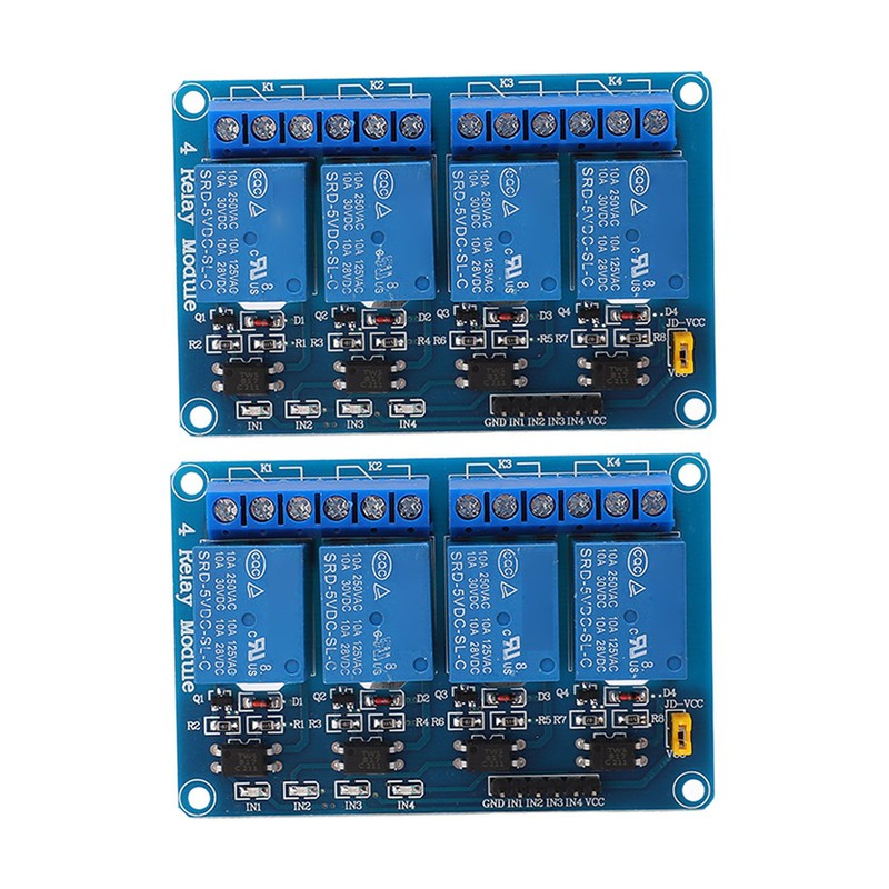 2PCS 4 Channel Relay Module Optocoupler Isolation ABS Solid State