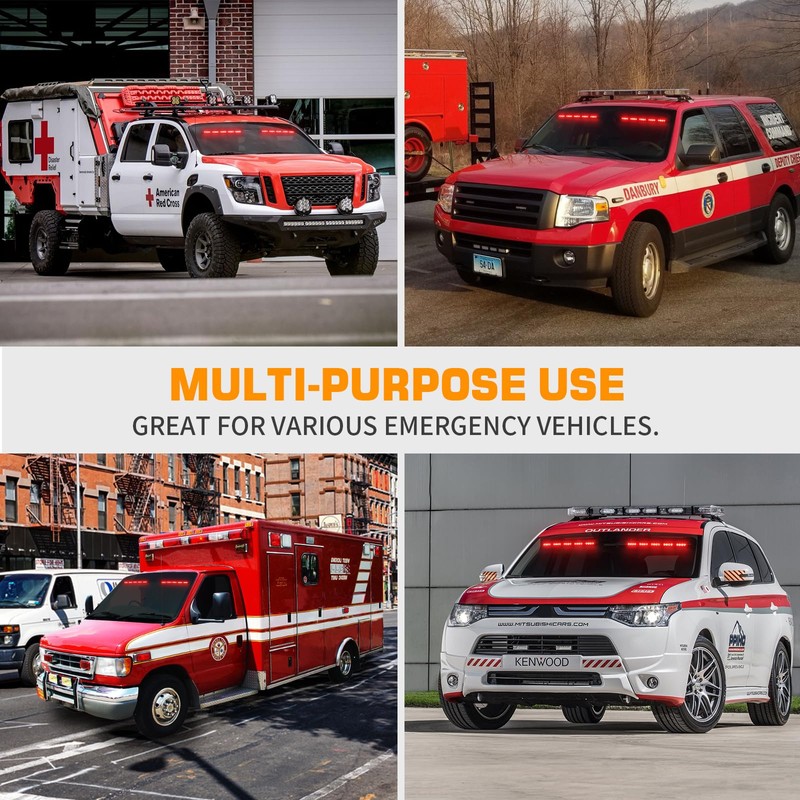 XRIDONSEN 2x 17 inch Red Emergency Lights Bar 40 LED