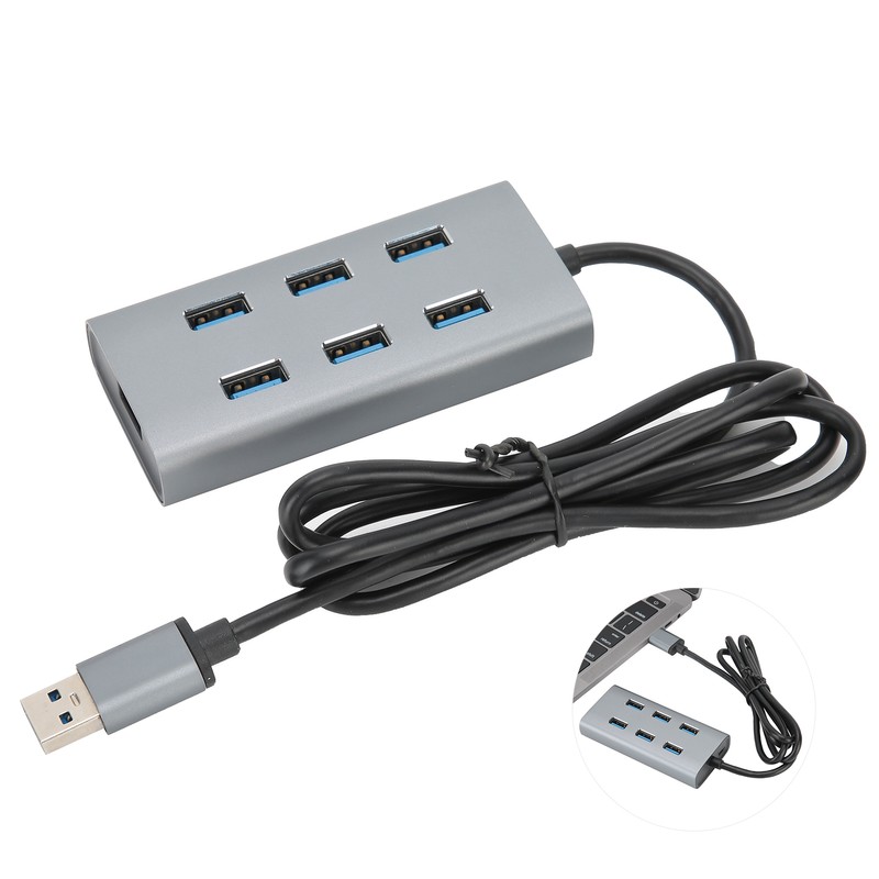 USB 3.0 Hub 7 Ports 5gbps Adapter Portable Aluminium Alloy