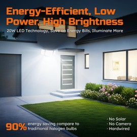 CLAONER LED Security Lights Motion Sensor Light Outdoor, 20W 3000LM Flood Light, 6500K, IP65 Waterproof, 3 Head Detected Flood Light for Garage, Yard, Porch (2 Pack)