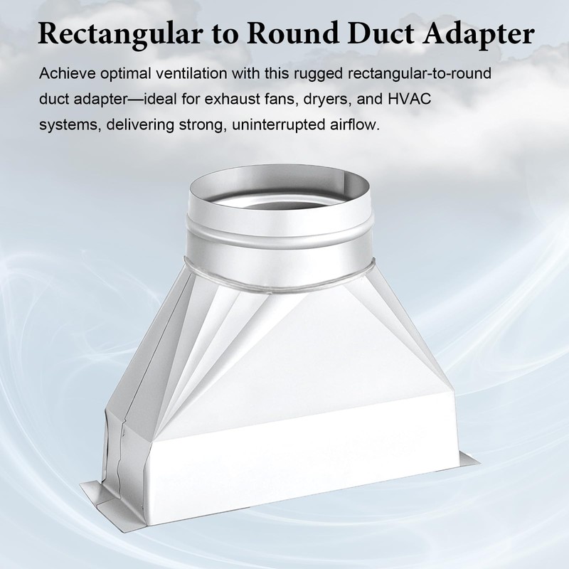 TA-VIGOR 4" Round to 3-1/4" x 10" Rectangular Duct Transition