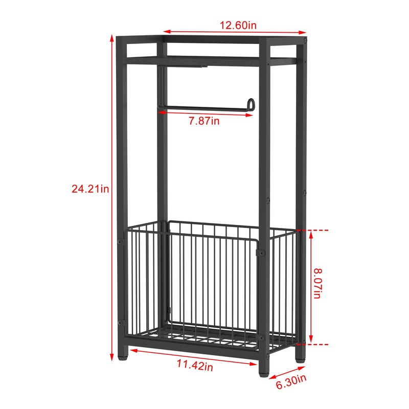 Freestanding Toilet Paper Holder with Storage Shelf – Bathroom Tissue