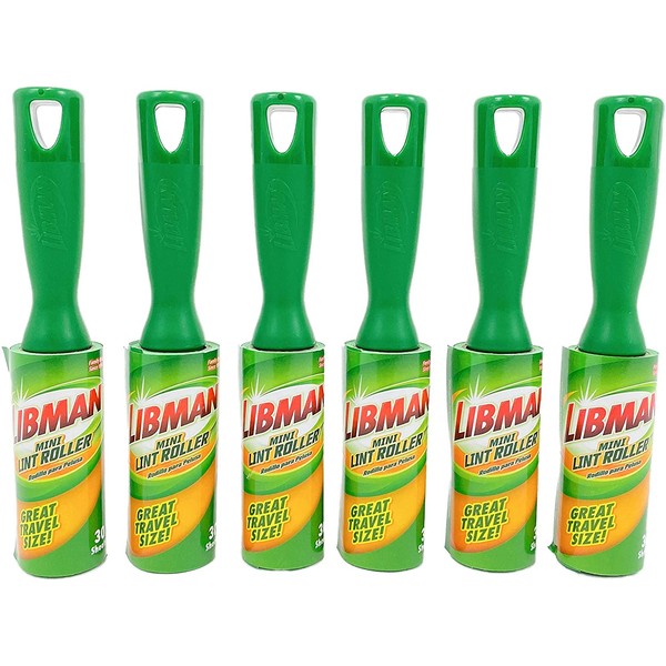 Libman Mini Lint Roller- 30 Sheets Per Roll (Pack of 6-180 Total Sheets)