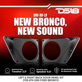 DS18 BRO-BD-LR Speakers Panels for Ford Bronco 6th Gen 4 Door - Back Doors Speakers and Tweeter Panels - Fits 2X 6.5 Speakers and 2X 2.3 Tweeters - Pair (Left & Right)