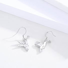 Kootwo Hummingbird Dangle Earrings 925 Sterling Silver Hummingbird Earrings for Bird Lover Jewelry Mother's Day Women Gift