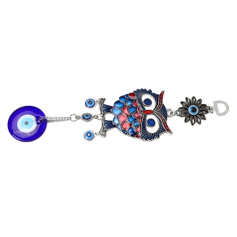 9.3in Blue Evil Eye Owl Pendant Decoration Protection Blessing Lightweight