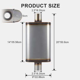 Customized Exhaust High Flow Silencer Auto Part Stainless Steel Universal Performance Exhaust Muffler TipSpecification: 4*9*20"