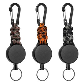 TRKETK 3 Pcs Retractable Keyring Keychain, Heavy Duty Key Lanyard Clip Belt Retractable Holder with 65 cm Extendable Steel Wire Retractable Badge Holder Retractable Lanyard ID Badge Holder