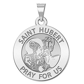 PicturesOnGold.com Saint Hubert Religious Medal - 3/4 Inch Size of a Nickel -Sterling Silver