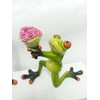 Pair of Frogs Artificial Stone Grass Green