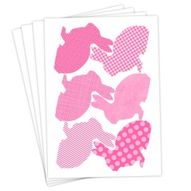 Papierdrachen 24 Easter Stickers for Crafting and Decorating - Design Pink Silhouetted Bunny - Sticker No. 21 - Easter 2019