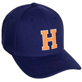Daxton Classic Baseball Hat Custom A to Z Initial Team White Neon Orange Letter, Navy Cap, Letter H