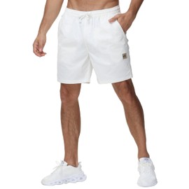 Men's Half Pants, Short Pants, Breathable, Summer, Large Size, Cargo Pants, Casual, Zip Included, Adjustable Drawstring, Soft, Loungewear, white