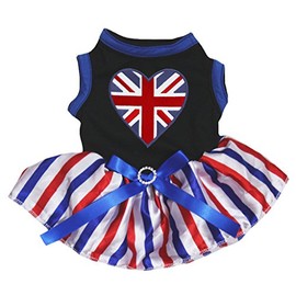 Petitebelle Britain Heart Puppy Dress Black Stripe XL