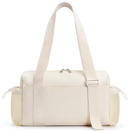 WLLWOO Small Gym Bag for Women with Wet Pocket, Mini Travel Duffle Tote Bag, Lightweight Workout Sports Bag for Dance Yoga Weekends, Beige