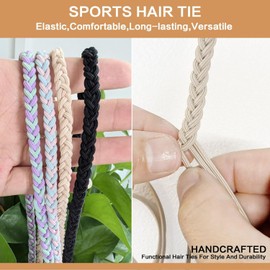 3Pcs 35"Ponytail Holders Hair Ties for Sports,Non-Destructive Strong Braided Ponytail Hair Ties rip hair ties for women Gym,Swimming,Diving (Black, 35")