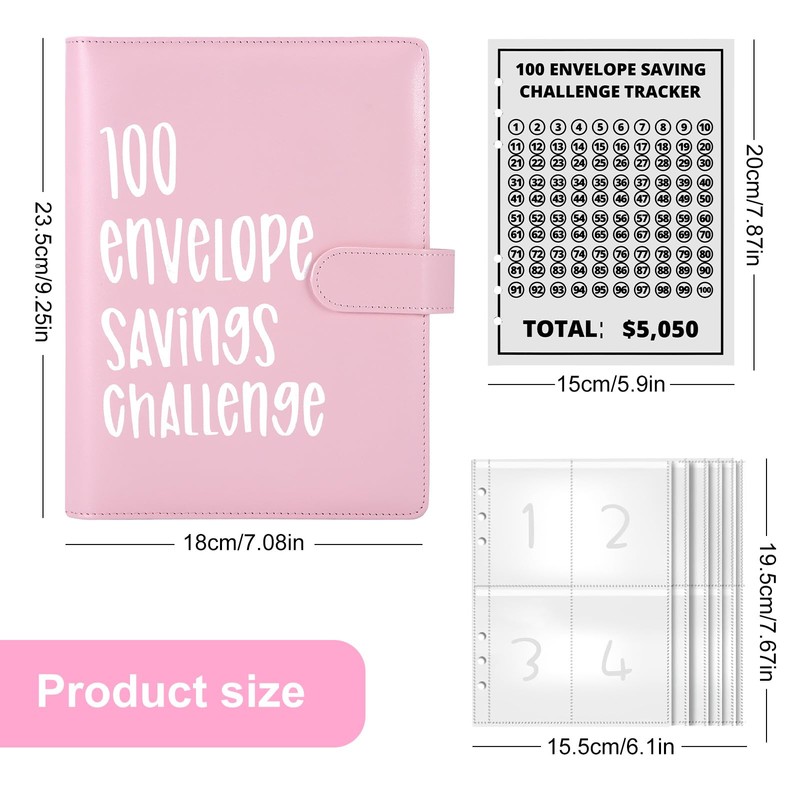 100 Envelope Challenge Binder - Saving Challenge Binder with Clear