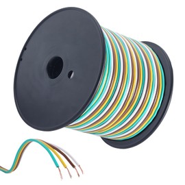 EXERAUO 100FT Trailer Wiring Kit, 16 Gauge 4 Way Trailer Wiring Harness Kit, Wishbone Color-Coded 4 Pin Trailer Wiring Extension for Rewiring Boat, Trailer