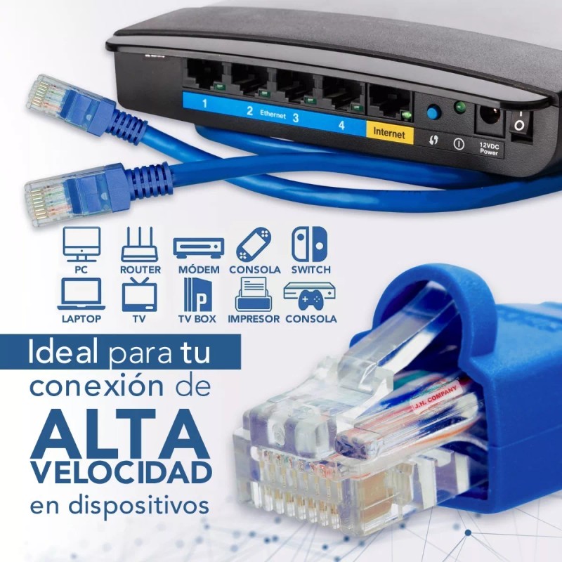 J.H. Company Cable Ethernet Lan Red Cat5 30 Metros