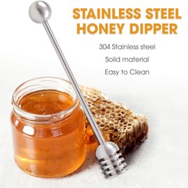 Stainless Steels Honey Spoon and Honey Stirrer,2PCS Stainless Steel Honey Dipper Stirrer Server,Honey Spoon,Honey Spiral Sugar Spoon Ice Tea Spoon Coffee Spoons for Jam,Honey,Coffee