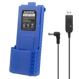 BAOFENG UV-5R Extended Battery，3800mAh Li-ion High Capacity Extended Battery for UV-5R UV-5RTP UV-5R Plus UV-5RX3 BF-F8HP RD-5R UV-5X3, BF-F9 Series Radios (Blue*1+USB Charger Cable*1)