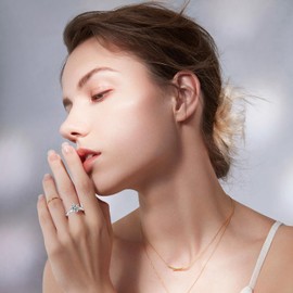 3Pcs 925 Sterling Silver Ring Set, Adjustable Ring for Women, Cubic Zirconia Silver Rings, Stackable Open Thumb Rings for Womens Jewellery Birthday Gifts