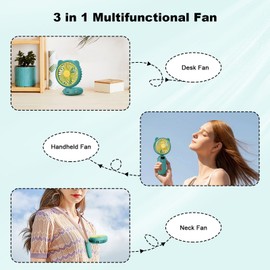 Handheld Fan Mini, Cute Hand Fan Portable, Powerful USB Rechargeable Fan with 4 Speeds and LED Display for Kids Women, Battery Small Electric Hand Held Fans Folding for Desktop/Office/Travel-Green