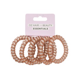 Oz Essentials Spiral Hair Ties 5 Pack - Pink Sparkle