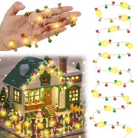 Christmas Decoration, Dolls House Christmas Tree, Colorful Mini Dolls House Accessories, Miniature Gnome Accessories for Dollhouse Christmas Tree Garland Furniture Decoration (2m)