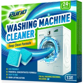 Purio Washing Machine Cleaner Tablets 24-Ct Deep Cleaning Formula Washer Machine Cleaner Top Load & Front Load Standard & HE Washers