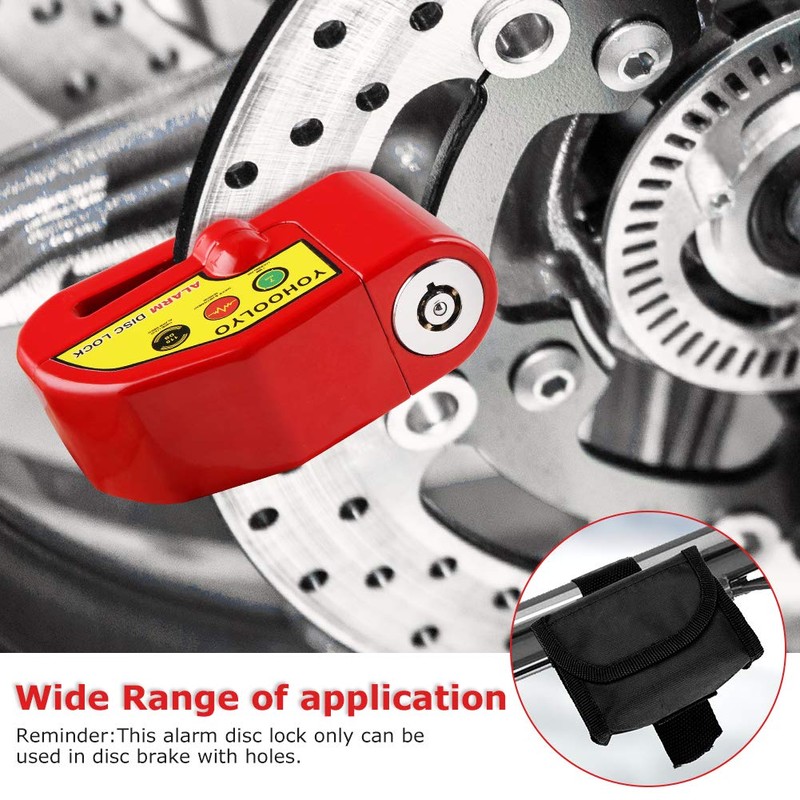 YOHOOLYO Alarm Disc Lock Motorcycle Disc Brake Lock Anti-Theft Waterproof