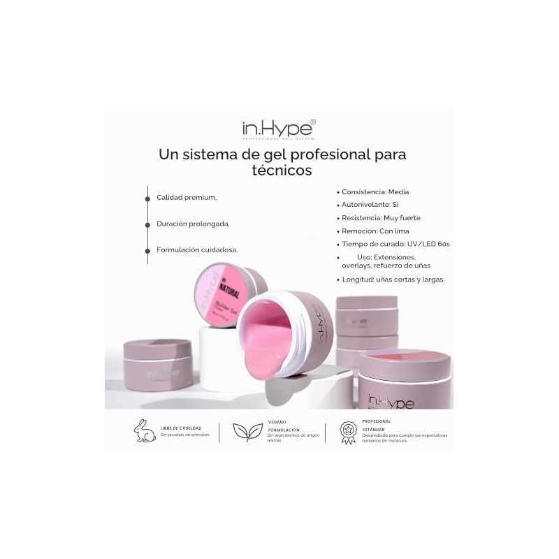 IN.HYPE Esculpting Builder Gel para extensión de uñas/fortalecimiento (blanco lechoso)