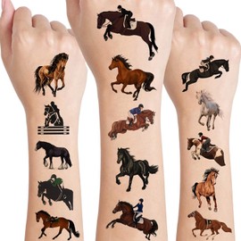 12 Sheets Horse Temporary Tattoos for Kids, Horse Birthday Party Supplies Horse Party Favors Gifts Horse Stickers Fake Tattoos Horse Party Decorations for Girls Boys Kids Horse Themed Game Rewards
