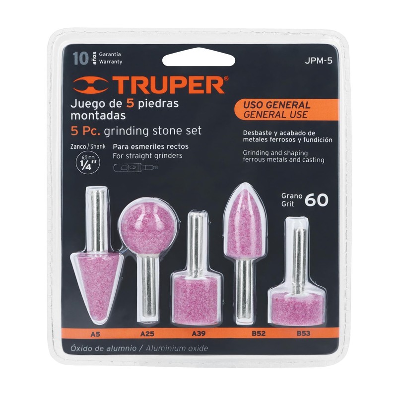 Truper JPM-5, Juego de 5 piedras montadas, uso general