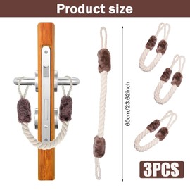 Shoyisenka 3 Pcs Door Stopper Latch, 60cm Cotton Rope Door Stopper, Anti-Collision Door Stop Stoppers, Door Handles Rope Stopper, Door Handle Protection Rope (Brown)