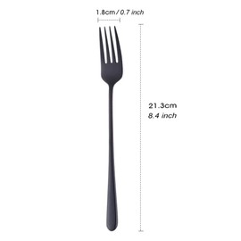 BISDARUN Stainless Steel Dinner Forks Pack of 6 Black Table Forks Long Handle 21.3 cm(8.4 inches) Korean Cutlery Forks Set for Steak Meat
