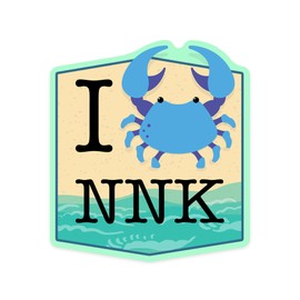 Die Cut Sticker Northern Neck, Virginia, I Crab NNK, Vector, Contour Vinyl Sticker 1 to 3 inches (Waterproof Decal for Cars, Water Bottles, Laptops, Coolers), Small