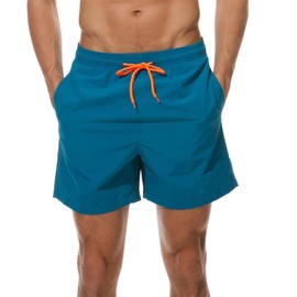 FREDRM Traje de baño para hombre de secado rápido con forro de malla por encima de la rodilla, Azul (Peacock Blue), XX-Large