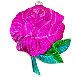 THE JOY TREE Rose Christmas Tree Ornament, Handmade Tin - Mexico