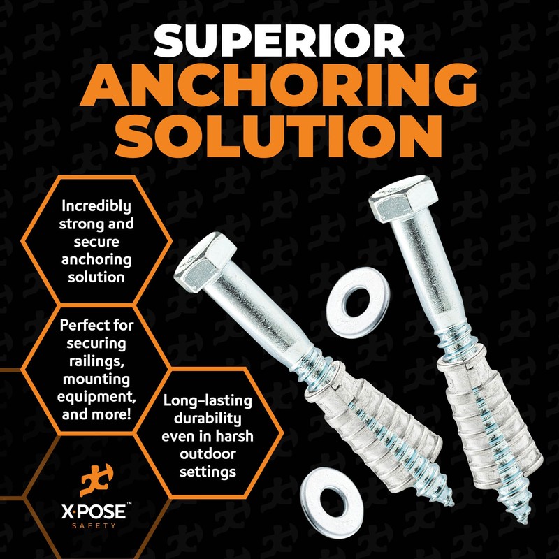 xpose safety Concrete Anchors Set with 4"" Lag Bolt, Lag