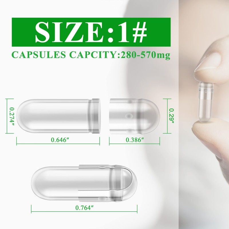 WANANFU Size 1 Empty Capsules Vegetarian (100 Count) Bundle with