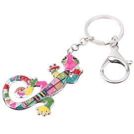 NEWEI Cute Gecko Enamel Key Chain Car Key Chain Fashion Jewelry for Women Girls Gift Flowers 38, flowers