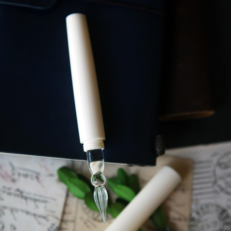 SeventyTwo Handmade Glass Dip Pen, Ivory White, Fine Point, Classic